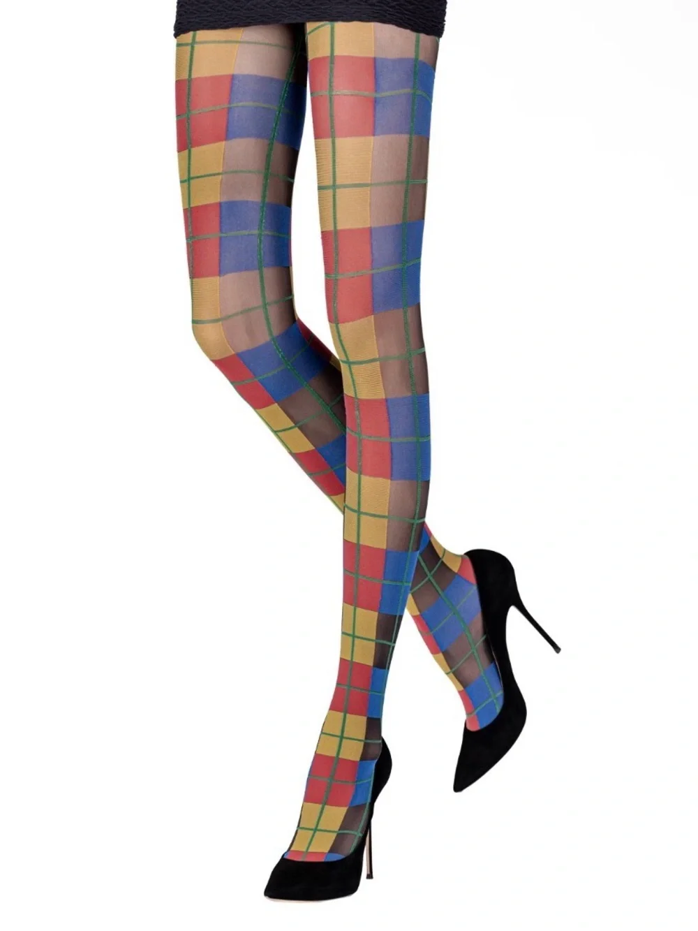 Free People Emilio Cavallini Classic Tartan Tights in OPAQUE/SHEER 80/30DENIER
